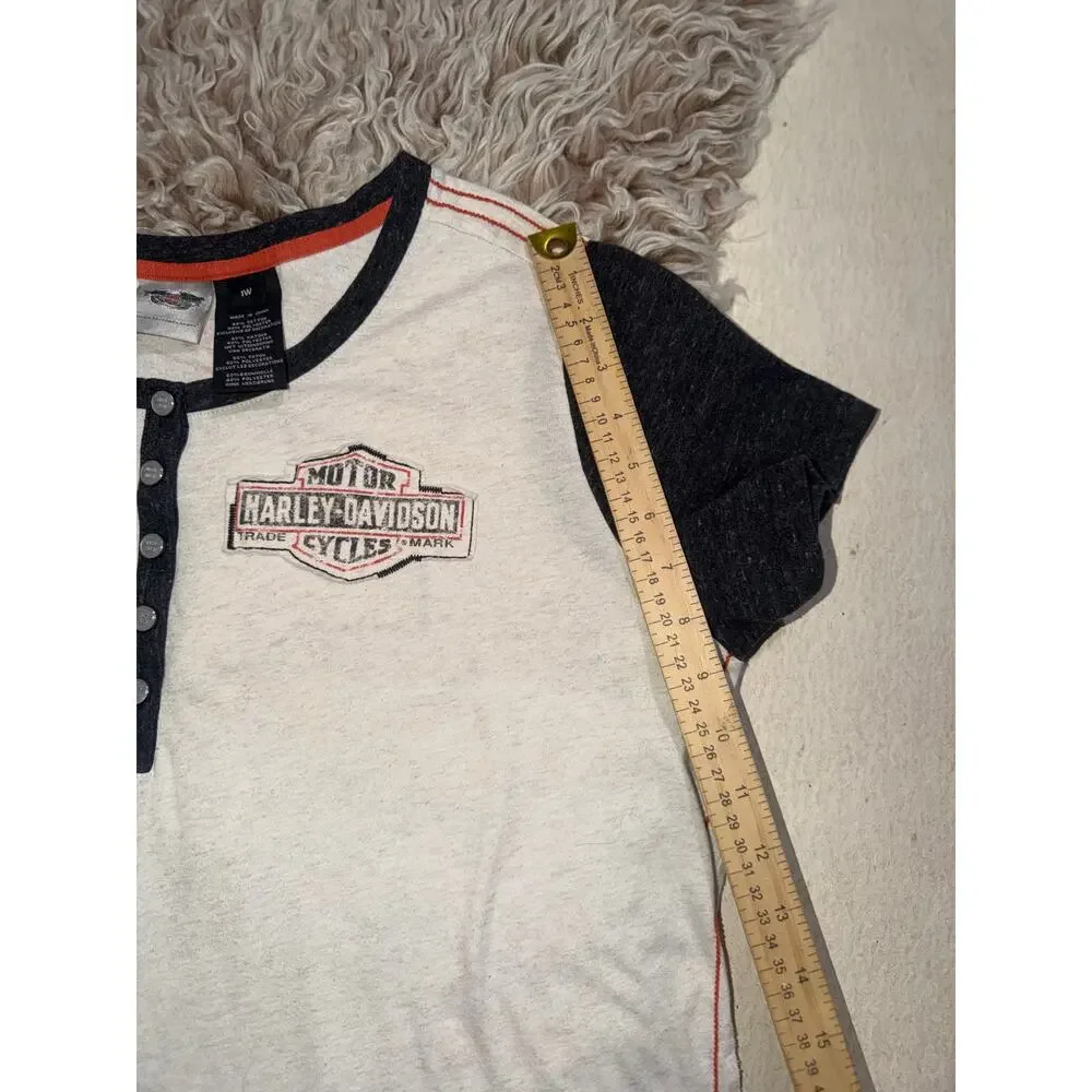 Harley Davidson women’s vintage cream & black short sleeve top - Picture 8 of 16